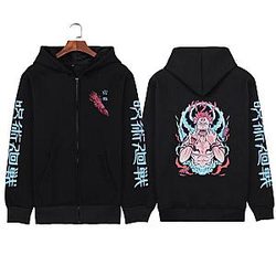 Black Clover Hoodie - Blue Circles Print Zipper Hoodies