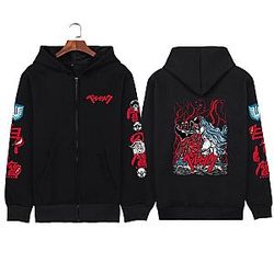 Black Clover Hoodie - God Hand Print Zipper Hoodies
