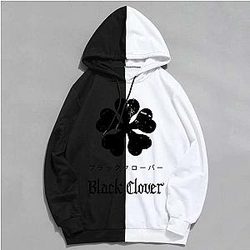 Black Clover 4 Leaves Logo Printing Split Color Hoodie AL0912
