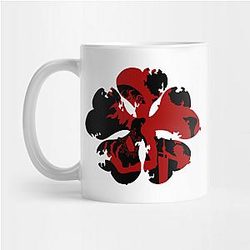 Black Clover Mug: Black Mix Red Five-leaf Clover Mug