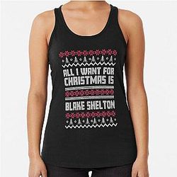 All I Want for Christmas is Blake Shelton for Fans Racerback Tank Top
