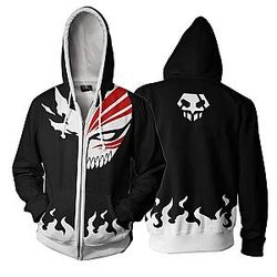 Bleach Jackets - 3D Printed Hoodie Mask Tracksuit Zipper Hooded Jacket