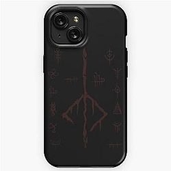 Dark red Hunter's mark and other Bloodborne caryll rune for fellow hunters which must hunt iPhone Tough Case