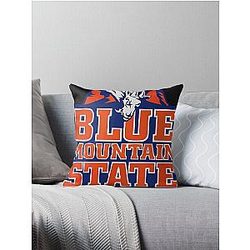Retro Blue Mountain Throw Pillow