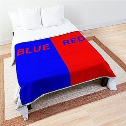 Blue box red text and red box blue text  Comforter