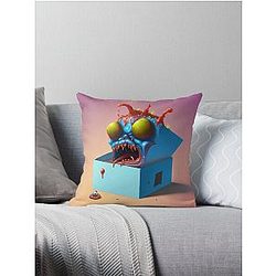 The Slimey Blue Box in a Blue Box Throw Pillow