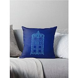 Fancy Blue Box Throw Pillow