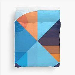 Blue box and round illustration Duvet Cover