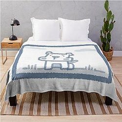 Blue box dog Throw Blanket