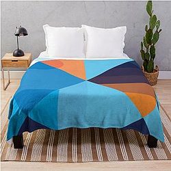 Blue box and round illustration Throw Blanket