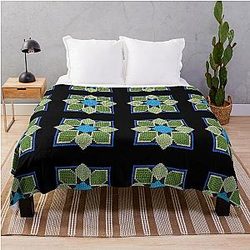 Blue Box With Green Throw Blanket