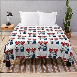 two hearts and a blue box Throw Blanket