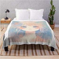 cute kawaii  hana blue box Throw Blanket