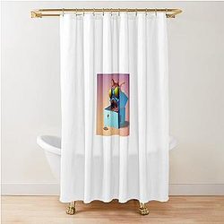 The Slimey Blue Box in a Blue Box Shower Curtain