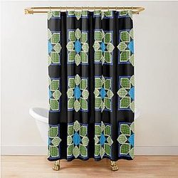 Blue Box With Green Shower Curtain