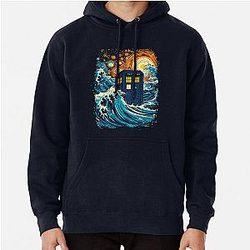 The great kanagawa wave and the blue box Pullover Hoodie