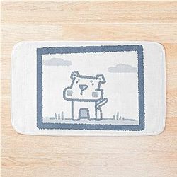 Blue box dog Bath Mat