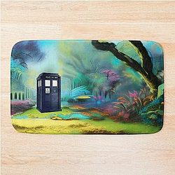 Blue box traveling in time Bath Mat