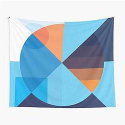 Blue box and round illustration Tapestry