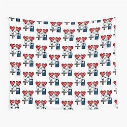 two hearts and a blue box Tapestry