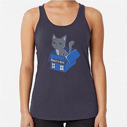 Cat In a Blue Box Racerback Tank Top