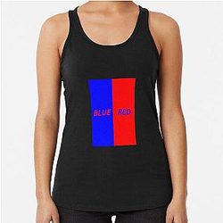 Blue box red text and red box blue text  Racerback Tank Top