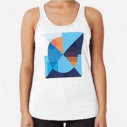 Blue box and round illustration Racerback Tank Top
