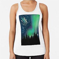 Aurora borealis and a blue box Racerback Tank Top