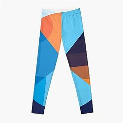 Blue box and round illustration Leggings