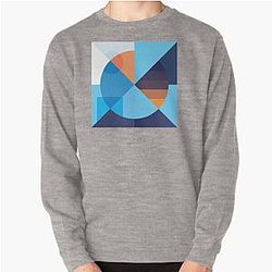 Blue box and round illustration Pullover Sweatshirt