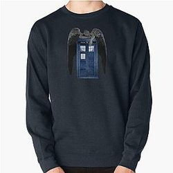 Angel Weeping on Blue Box Pullover Sweatshirt