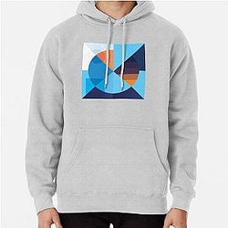 Blue box and round illustration Pullover Hoodie