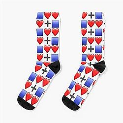 two hearts and a blue box Socks