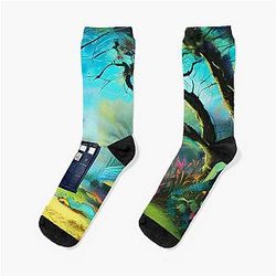 Blue box traveling in time Socks