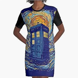 Starry blue box Graphic T-Shirt Dress