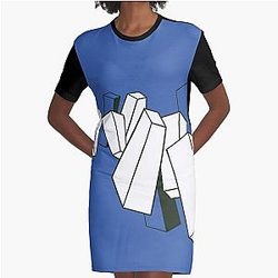 Blue Box Graphic T-Shirt Dress