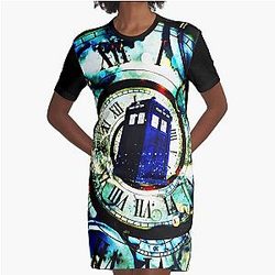 blue box  Graphic T-Shirt Dress