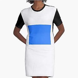 Simple Blue Box Graphic T-Shirt Dress