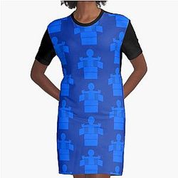 Hombre en un blue box Vestido de camiseta gráfica