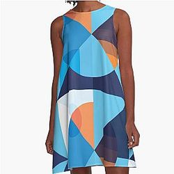 Blue box and round illustration A-Line Dress