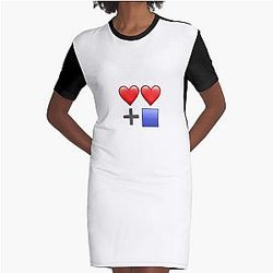 two hearts and a blue box Graphic T-Shirt Dress