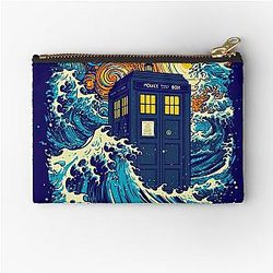 The great kanagawa wave and the blue box Zipper Pouch