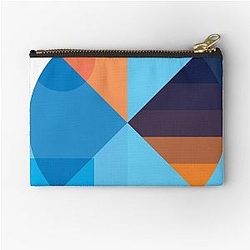 Blue box and round illustration Zipper Pouch