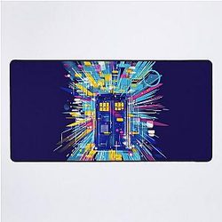 shiny blue box Desk Mat