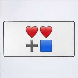 Two Hearts + One Blue Box Desk Mat