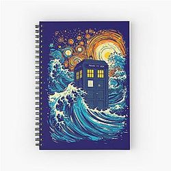 The great kanagawa wave and the blue box Spiral Notebook