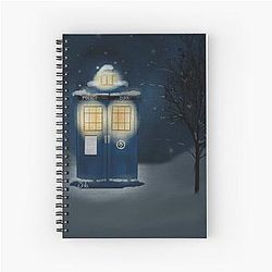 Snowy blue box Spiral Notebook
