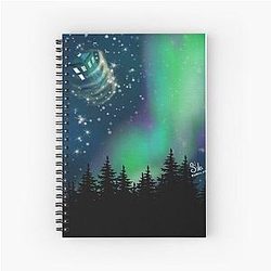 Aurora borealis and a blue box Spiral Notebook