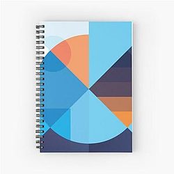 Blue box and round illustration Spiral Notebook