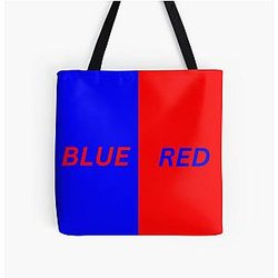 Blue box red text and red box blue text  All Over Print Tote Bag
